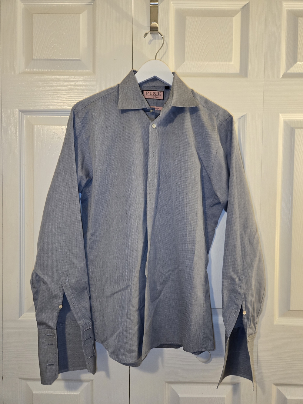 Thomas Pink Light Blue Men's Spread Collar Dress Shirt